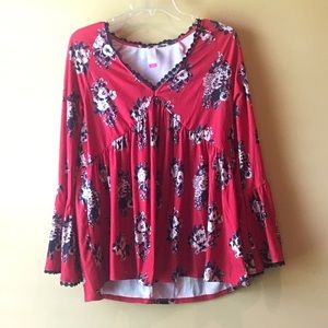 Red Floral blouse size XL